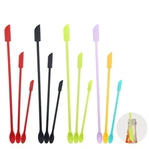 Three-In-One Silicone Spatula Set, Long Handle Can Opener, for Cooking, Baking, Cosmetics Mixing, Multicolor Kitchen Tools