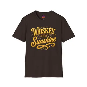 Whiskey and Sunshine T-Shirt | Unisex Softstyle Tee for Summer Vibes, Gift for Whiskey Lovers, Casual Wear, Vacation Shirt Fabric Top