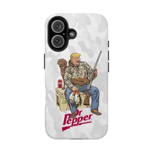 Hunter Donald Trump With Dr Pepper Phone Case For iPhone 16 15 14 13 12 11 X 8 Plus Mini Pro, Trump and Your Hunt Dog Cover, Gift,