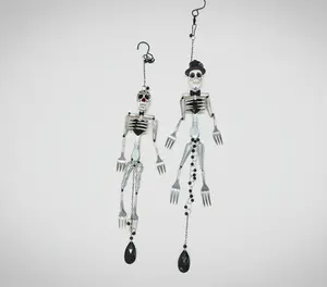 Rattle and Bone Skeleton Wind Chime and Hanger | Salvaged Silver