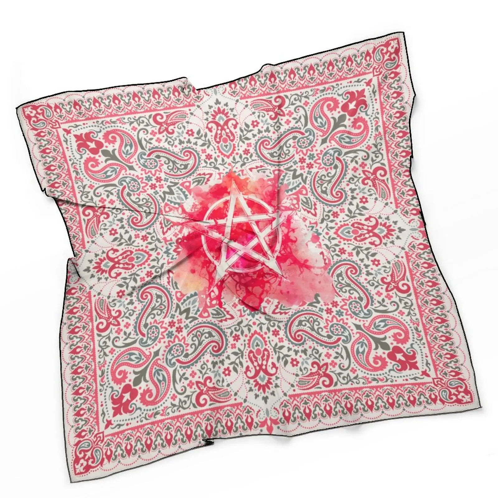 Floral Paisley Pink Pentagram Women's Scarf: the ultimate paisley party for your neck! Witchcore Witchy Stuff for the Holidays! Occult Wrap