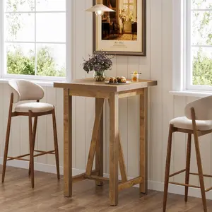TRIBEWOOD Bar Table, 39.4" Tall Counter Height Pub Table for Cocktail Coffee Bistro, Farmhouse Square High Top Desk for Living Room, Dining Room, Kitchen, Small Space