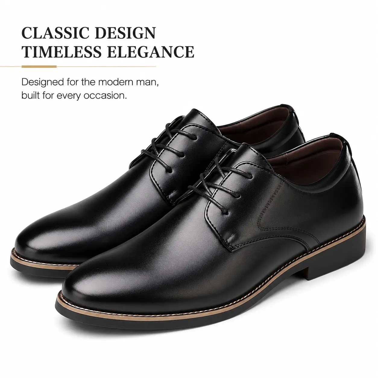 Men's Dress Shoes Elegant Business Casual Oxford Shoes Classic Leather Formal Shoes with Lace Up Design