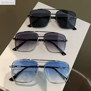Men’s Retro Transparent Blue Sunglasses – Trending Y2K Clear Frame Double Beam Shades, UV Protection Driving & Travel Eyewear for Summer Outdoor Fashion, Lightweight Stylish Sun Glasses for Beach Vacation & Daily Wear