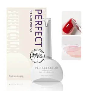 15ML Builder Top Coat Gel Nail Polish, Wear Resistant Reinforcement Gel, High Gloss Thick Self-Leveling Shaping Gel for Strengthening Nails, Long Lasting UV Gel