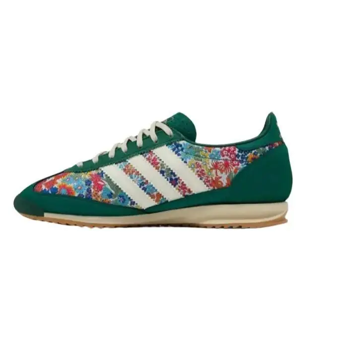 Adidas Women's SL 72 OG Liberty London Floral Print Sneakers, Vintage Casual Shoes in Collegiate Green with a Gum Sole