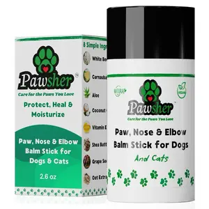Pawsher Dog Paw Balm Stick - 8 Natural Ingredients, Lick Safe, Moisturizes & Heals Dry Cracked Paws, Nose & Elbow - All Weather Protector for Dogs & Cats