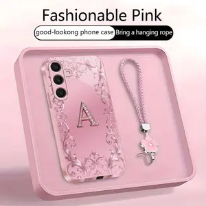 Suitable for [Galaxy S24 Plus] high-end women's phone case🥰，free four-leaf clover lanyard included—choose any one of the 26 letters. Drop-resistant and fingerprint-proof. YM99