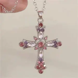 Women's Gothic Cross Rhinestone Necklace - Heavy Chain 2000 Design, Sweet-Spicy Euro-American Style Funky Unique Festive & Party Accessory (Festive Supplies Category), Cross Necklace