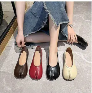 SUOJIALUN 2026 Spring New Brand Women Flat Shoes Fashion Split Toe Flat Ballet Shallow Slip On Female Casual Slip On Loafer Shoe  ballerina shoes