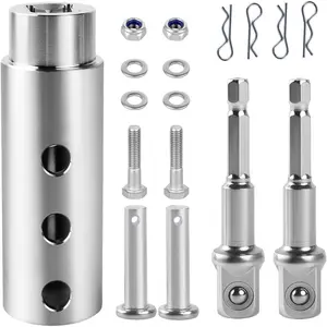 Stainless Steel Trailer Jack Drill Adapter – 1-Inch Jack Drive Shaft Fit, EZ Crank Cordless Drill Tool for Heavy Duty RV, Construction & Dump Trailers