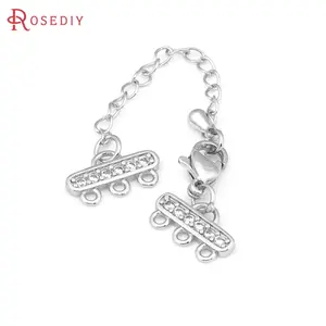 Platinum Color Brass and Zircon Necklaces Bracelets Connect Clasps  Jewelry Making Supplies Diy Findings Accessories