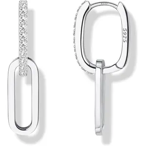 Fashionable 18K Gold Plated 925 Sterling Silver Hoop Earrings for Women with Cross Moon Star Charms Hypoallergenic Convertible Link Huggie Earrings