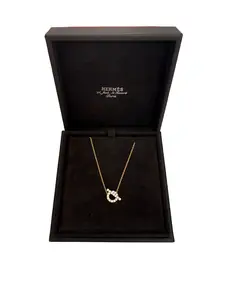 Pre-owned Hermès 18K Rose Gold Diamond Finesse Pendant Necklace