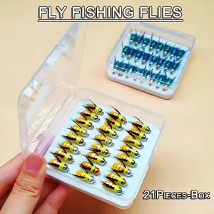 21pcs(Box)-Humpy Fly Bait Trout Lures Dry Flies Fly Fishing Flies Lure Flies Nymphs Fishing for Trout/Bass/Perch/Carp etc-Artificial Bait