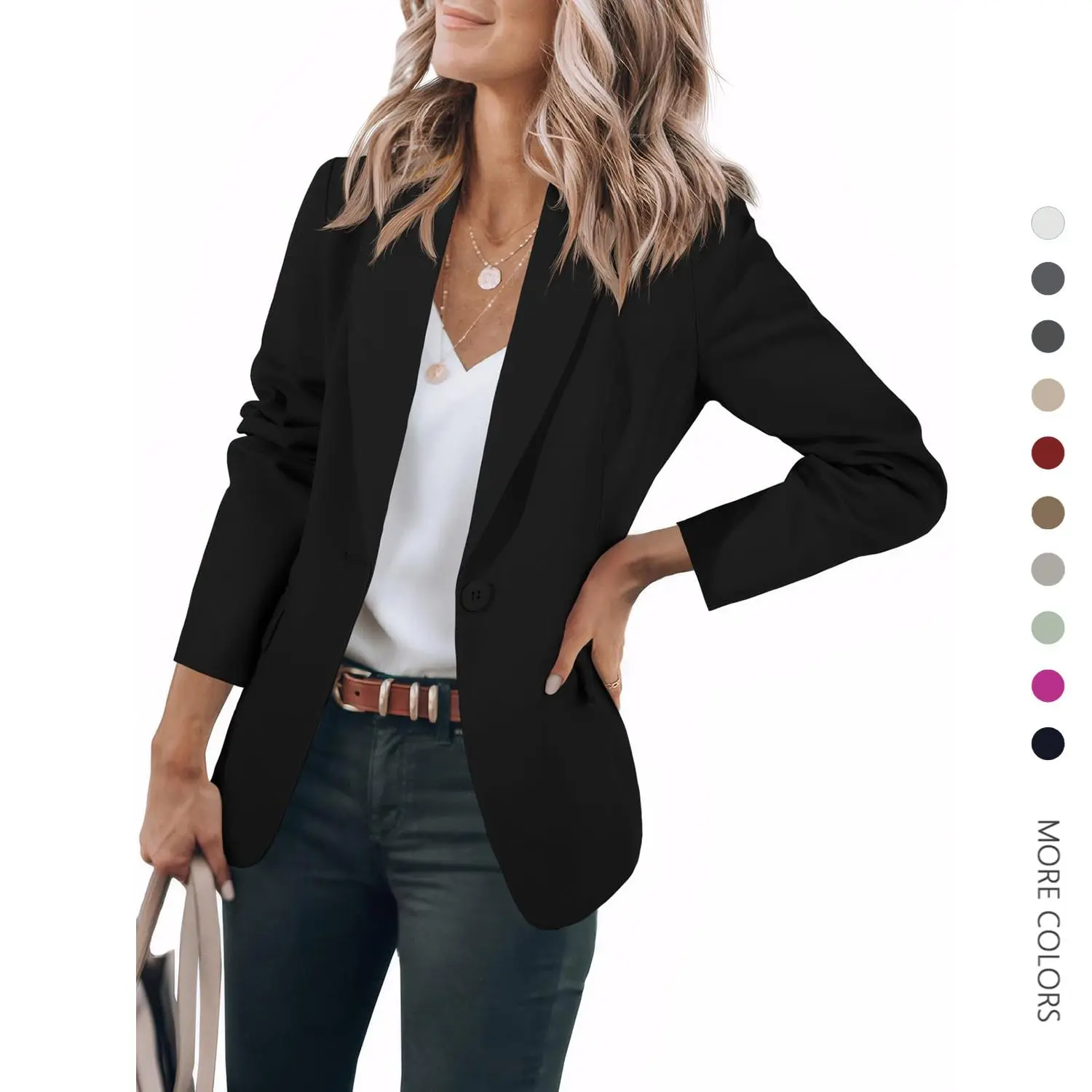 Imily Bela Womens Casual Blazers Open Front Long Sleeve Work Office Suit Jackets Blazer Imily Bela Womens Casual Blazers Open Front Long Sleeve Work Office Suit Jackets Blazer