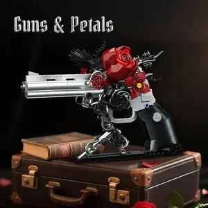 Gothic Rose Revolver Building Set, Adjustable Cylinder/toggle, Detailed Design, Party Toy Collection Decoration, Block Assembly Kit