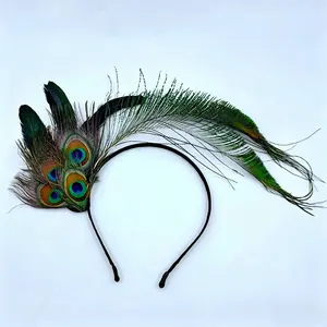 Vintage Luxury Peacock Feather Headband, Photo Shooting Accessory, Stage Performance Costume, Festival Decoration, Elegant Hair Jewelry