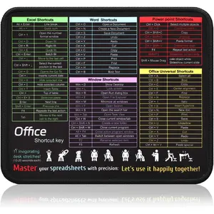 Office Shortcut  Pad for Excel/Word/PPT/Windows (11.8"x9.8") - Portable  Non-Slip Small Cheat Sheet Desk Mat with Essential Hotkeys for Office & Gaming