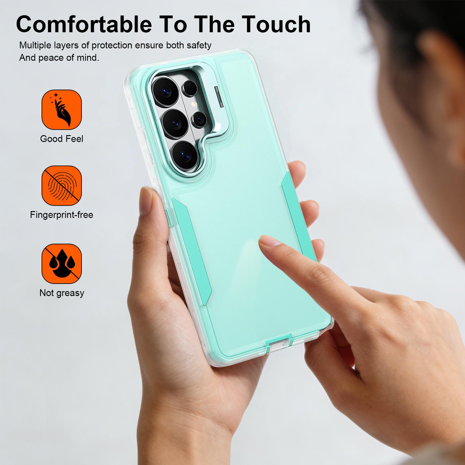 For Samsung Galaxy S26 Ultra S25 S24 Plus Phone Case with Lens Stand, Military-Grade Protection, Contrasting Colors Double-layer With Charging Port Dust Cover,Scratch-Resistant Back