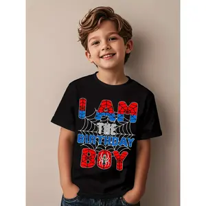 Spider Web Birthday Party I'm The Birthday Boy Funny Aesthetic Graphic Kid TShirt Popular Kid T Shirts Streetwear Tops Tees for Kid