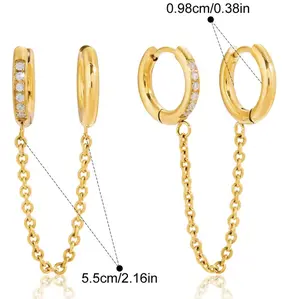 CORONÉ Hoop Tassel Stud Set Three Pairs for Women Stainless Steel Hypoallergenic Tarnish-Free Waterproof