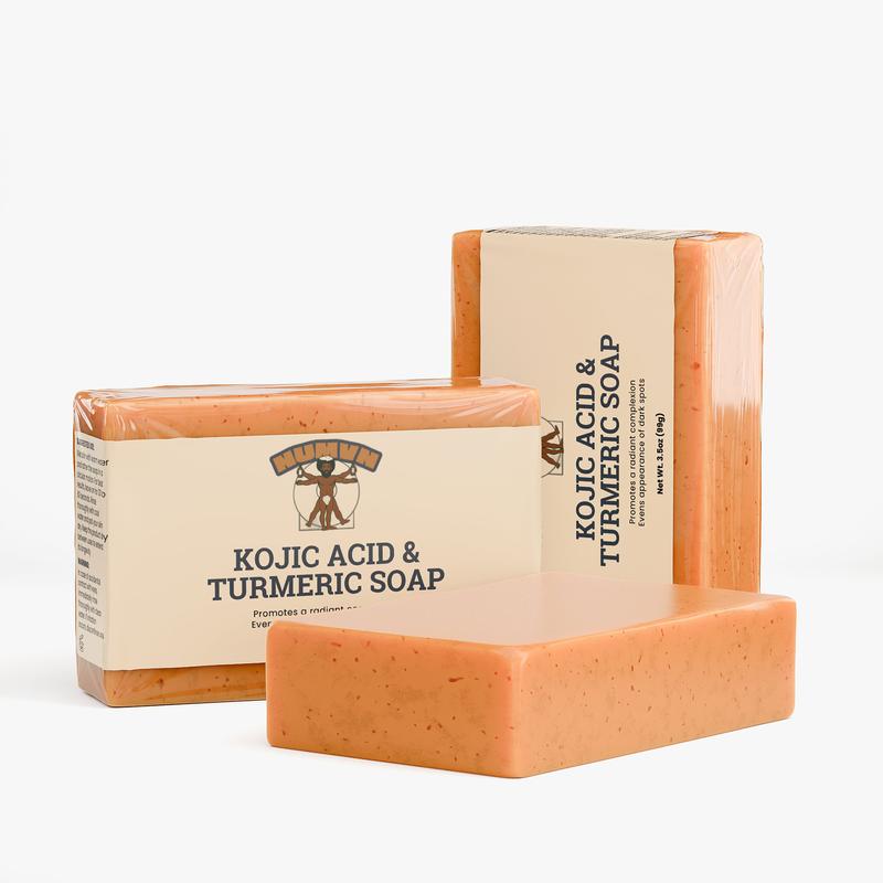 NUMVN Handmade Kojic Acid & Turmeric Soap for Dark Spots Acne Marks Uneven Tone on Melanin-Rich Skin Face Body Bar