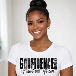 Christian “Godfidence”Screen Print Transfer – Faith Inspirational Design for T-Shirts