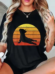 100% Cotton Unisex Retro Vintage French Bulldog Shirt Yoga Funny French Bulldog Round Neck Short Sleeve T-Shirt Women's Men Graphic Tee