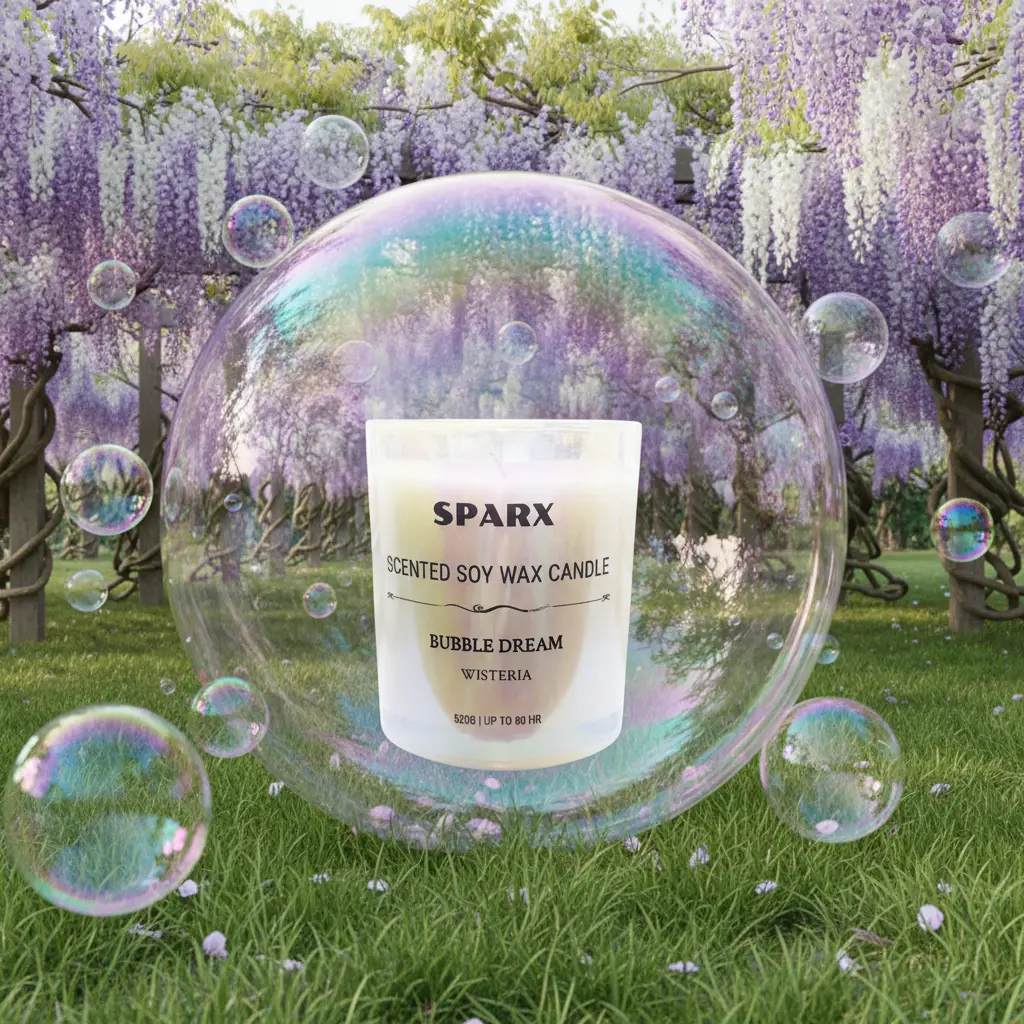 BUBBLE DREAM (WISTERIA) Scented Soy Candle in Iridescent Glass