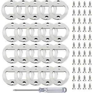 Bottle Opener Insert 20 Sets Stainless Steel Inserts Kit with Screws Screwdriver for DIY Resin Mould Kit Hardware Parts Supply Silver