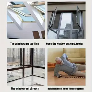 Aluminum Alloy Manual Window Opener, Easy Grip Handle, Indoor Outdoor Use, Suitable for Home School Office Ventilation