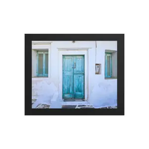 Colorful Doors Greece Travel Photography Framed Poster Museum-Quality Matte 75″ Ayous Wood Frame Multicolor Inkjet Print Ready To Hang