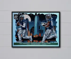 Donruss Dak Prescott/Ceedee Lamb 2024 Downtown Card 12x17 Poster Dallas Cowboys