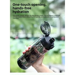 Simple and transparent portable water bottle for outdoor sports, resistant to high temperatures