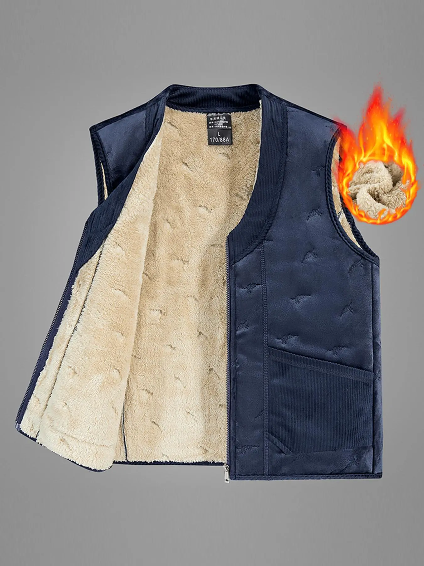 Men's Thick Sheep Fleece V-Neck Vest, Stylish Casual Sleeveless Jacket for Fall and Winter, Warm and Comfortable Layering for Outdoor Activities