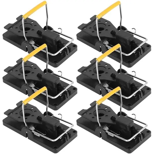 6-Pack Humane Reusable Clamp-Style Rat Traps, ABS Construction with Small Cup - 37.5g, 9.5x4.5x5.5cm Indoor Device, Smart Daytime Lighting, Instant Killing, Easy to Clean for Kitchen, Garage Pest Control