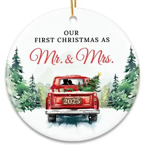 First Christmas Married Ornament 2025 - Wedding Gifts for Couples 2025 - Mr and Mrs Gifts - Wedding  - Bridal Shower  for Married Newlywed Couples Bride Him Her - 1st Christmas Keepsake