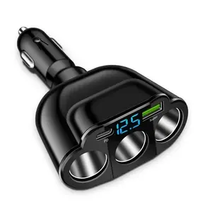 90w Car Charger with One-To-Three Function, Multi-Functional Cigarette Lighter Adapter, Fast Charging for Multiple Devices, LED Display