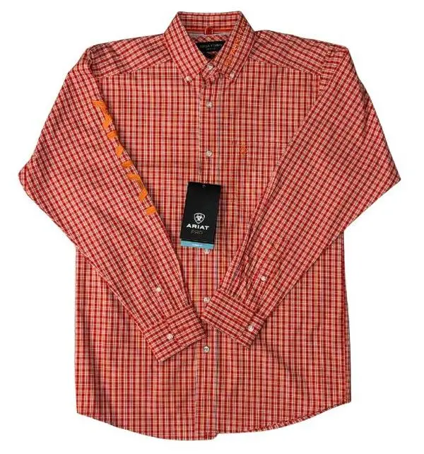 Ariat® Pro Team Malcolm Classic Long Sleeve Shirt – Orange | Men's Western Shirt