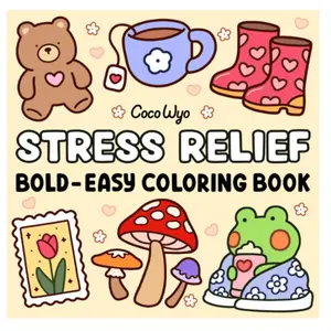Coco Wyo Stress Relief Bold Easy Coloring Book for Adults Kids 52 Big Bold Easy Pages Featuring Animals Landscape Flowers Patterns Cute Things 8.5 x 8.5 Inches Single Sided Prevent Bleed Through