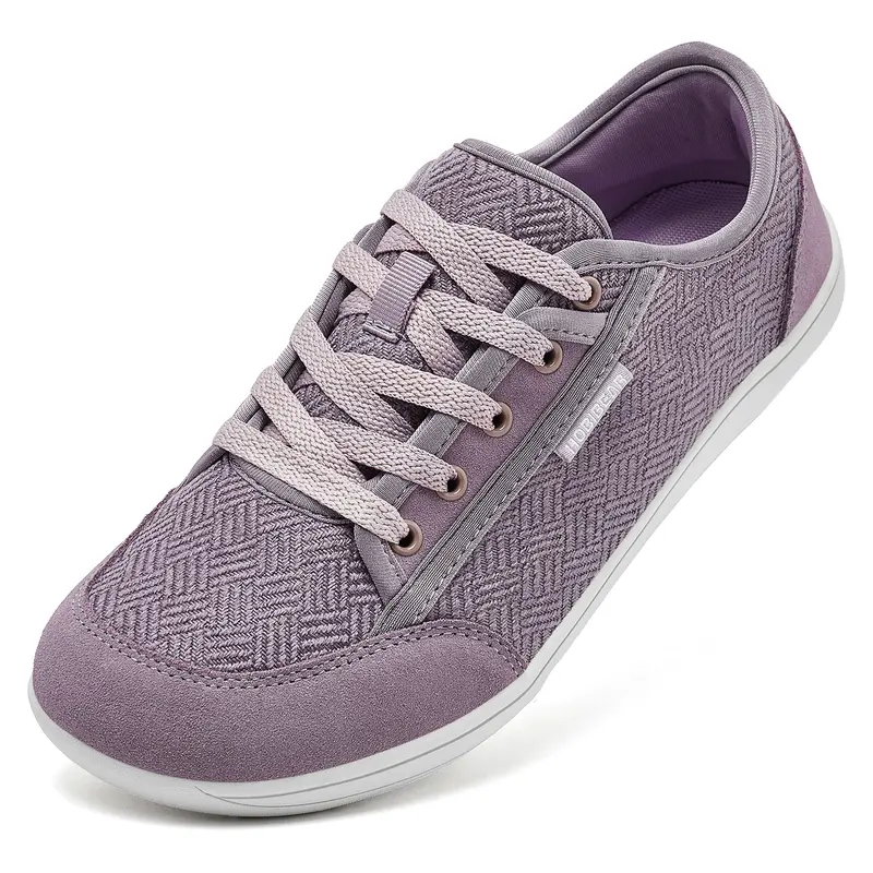 HOBIBEAR Women's Barefoot Minimalist Casual Sneakers - Breathable Low-Top Lace-Ups, Wide Toe Box, Flexible 0-Drop Synthetic Sole, Wide Fit, Lightweight Outdoor Casual Shoes for Running & Walking, All Seasons