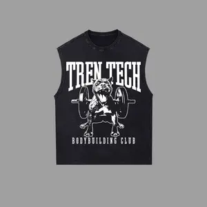 [GoldenIron] Tren Tech Lifting Club BARBELL DOG  Bodybuilding Retro Unisex Washed Tank top, T-Shirt , 100% Heavy Cotton Gold's Gym Workout Hoodie Tee, Men's Sport Outfit, Gym Men's Hoodie T-shirt - Tank Top, Muscle Training Shirt, Gift for man