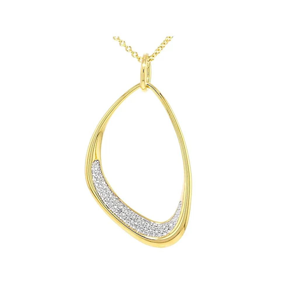 JTV White Diamond Accent 14k Yellow Gold Over Brass Dangle Pendant With Chain
