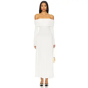 WeWoreWhat Off Shoulder Ruched Midi Dress in Ivory