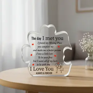 2D Acrylic Puzzle Logo I Love You Desktop Decoration, Perfect Valentine's Day Anniversary Birthday Gift, Unframed Irregular Shape, Acrylic Plaque Decor