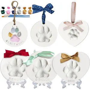 Dog or Cat Pawprints Keepsake Kit,Make 3 Clay Paw Print Ornaments,Soft & Clay,Pet Paw Prints Impression Kit,Dogs Christmas Tree Ornament,Gift for Pet Lovers