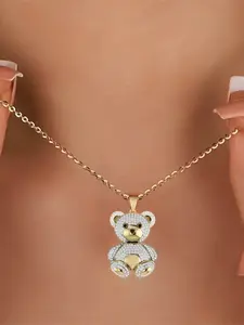 New Cute Bear Pendant Necklace, Delicate Jewelry Accessory, Adorable Charm for Women, Perfect Gift Idea, Stylish and Trendy, Charms Necklace