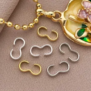 Mix 10/20pcs 18K Copper Plated Genuine Golden Thick Silvery Open 3-Character Buckle, DIY Bracelet Jewelry Making Accessories