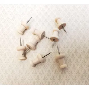 Wood Thumb Tacks Push Pins x8 Pieces Use for Dollhouse Miniature Furniture DIY